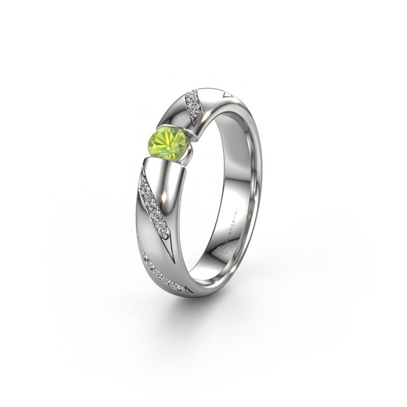 Wedding ring WH2102L34A 585 white gold peridot ±5x1.7 mm
