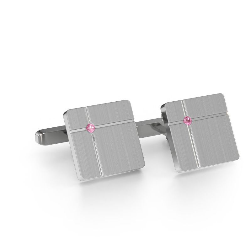 Boutons de manchettes Hilco 585 or blanc saphir rose 2 mm