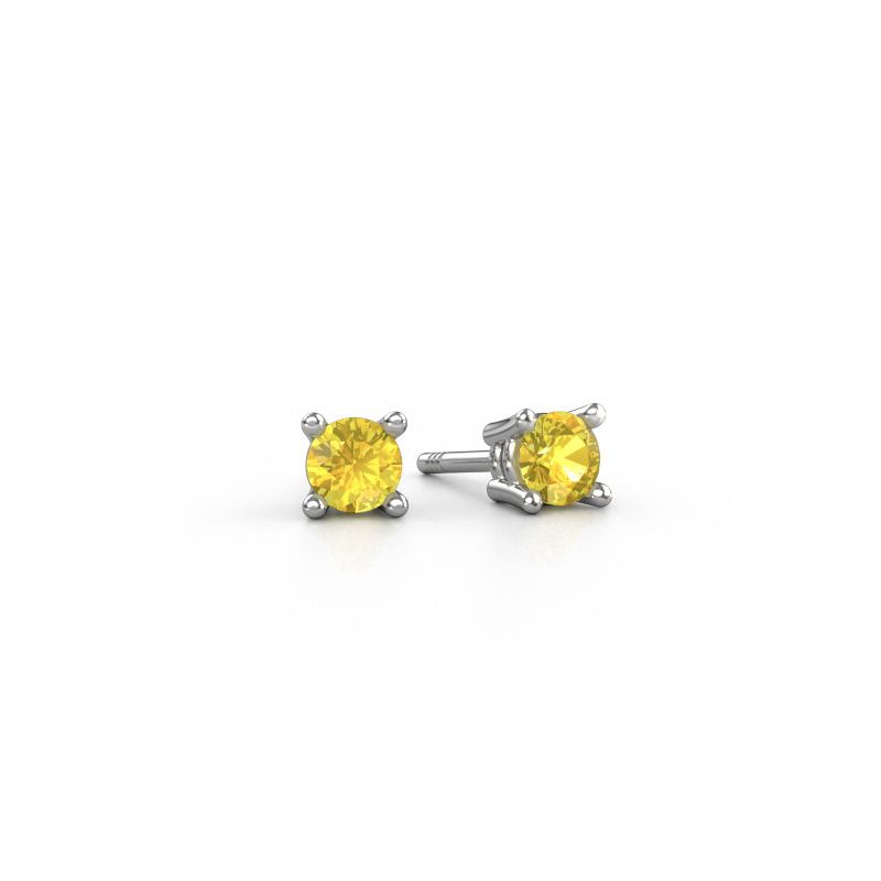 Clous d'oreilles Jannette 950 platine saphir jaune 4 mm