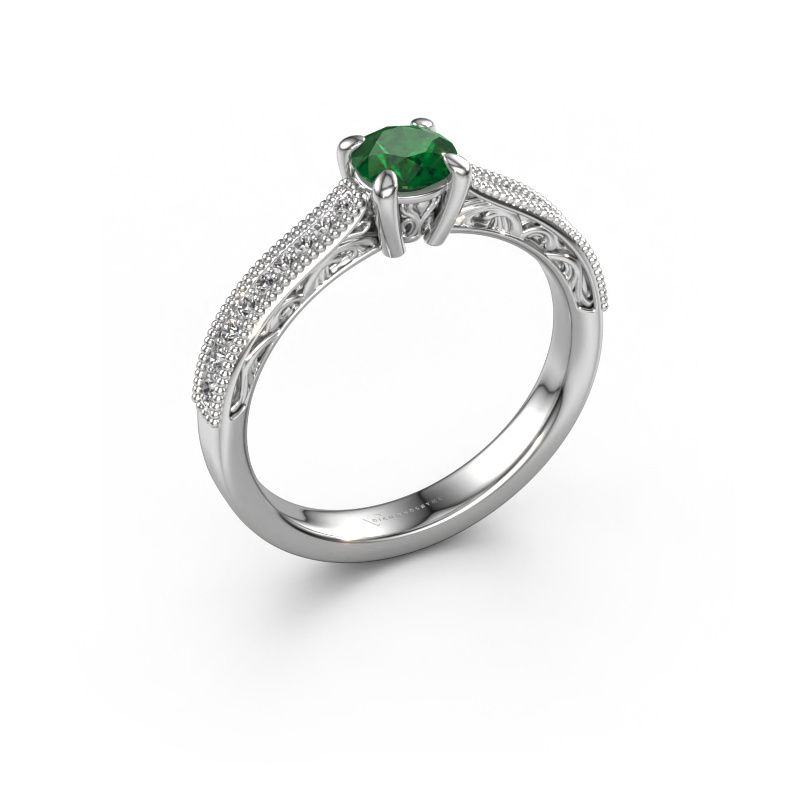 Engagement ring Shonta RND 950 platinum emerald 4.7 mm