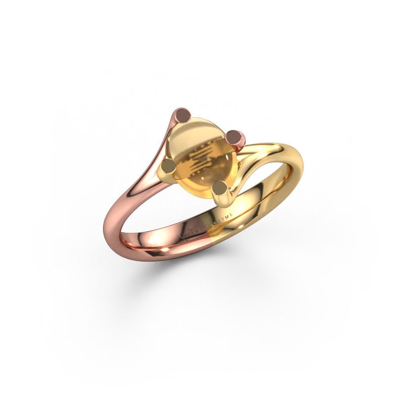 Bague Nora 585 or rose citrine 8x6 mm
