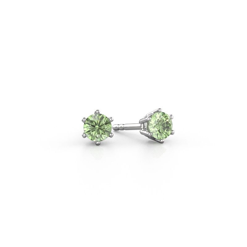 Earrings Fay 950 platinum green lab grown diamond 4.2 mm