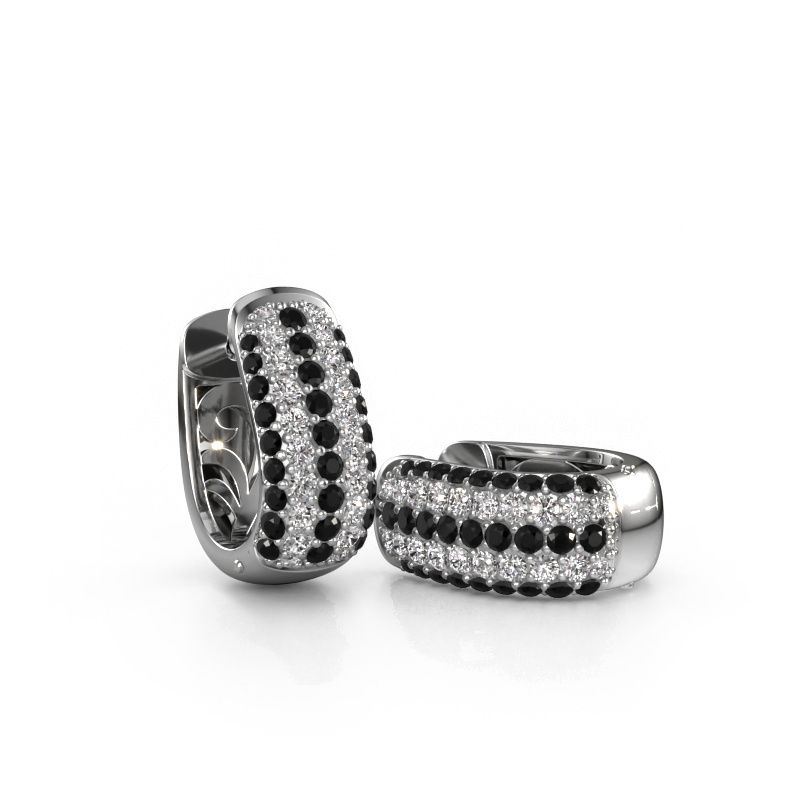 Créoles Danika 8.5 B 585 or blanc diamant noir 1.69 crt