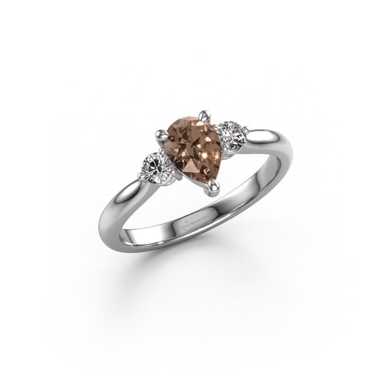 Bague de fiançailles Lieselot PER 585 or blanc diamant brun 0.84 crt