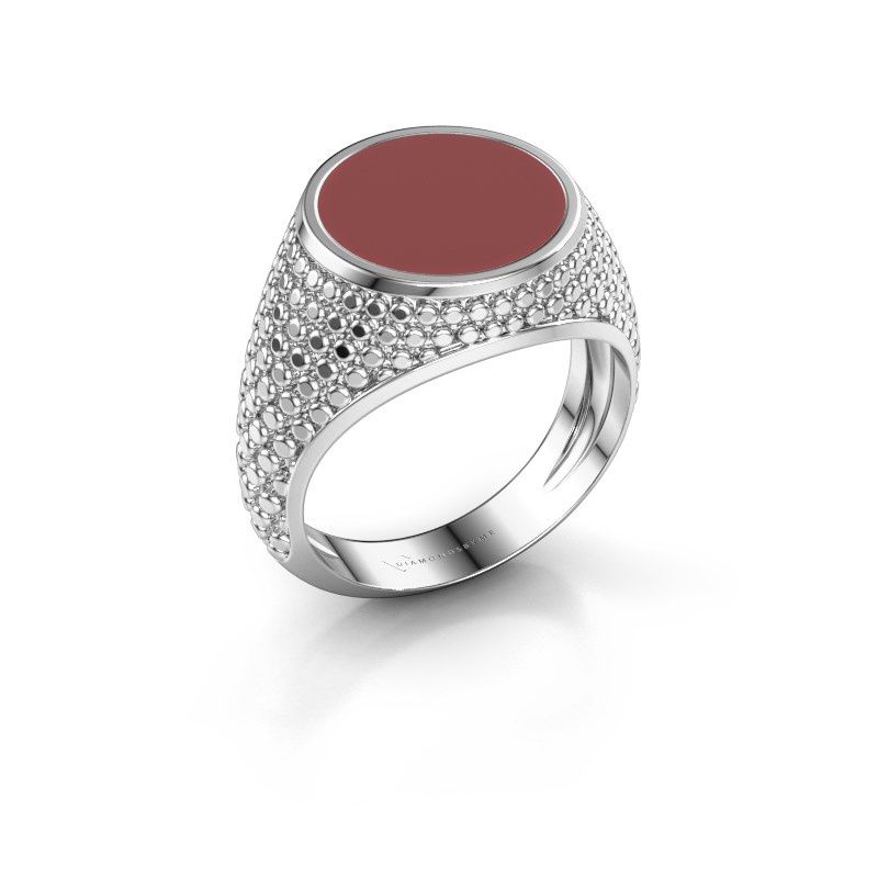 Image of Signet ring zachary 2<br/>925 silver<br/>red enamel 12 mm
