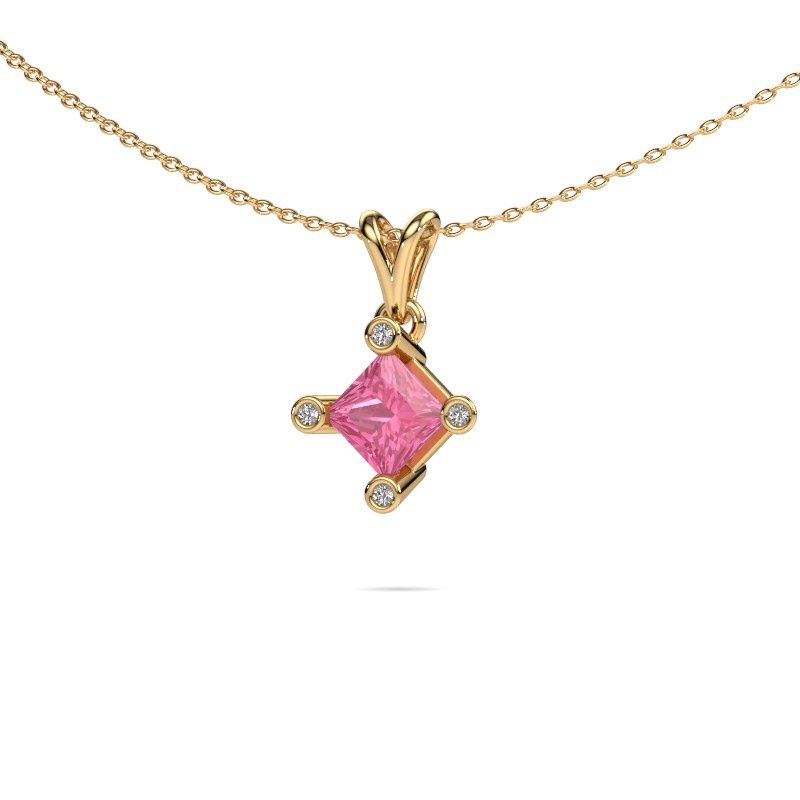 Image of Pendant Cornelia Square 585 gold pink sapphire 6 mm