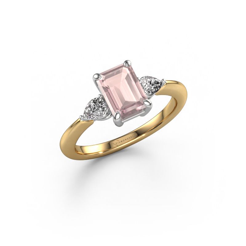 Anillo de compromiso Chanou EME 585 oro morganita champán 7.5x5.5 mm