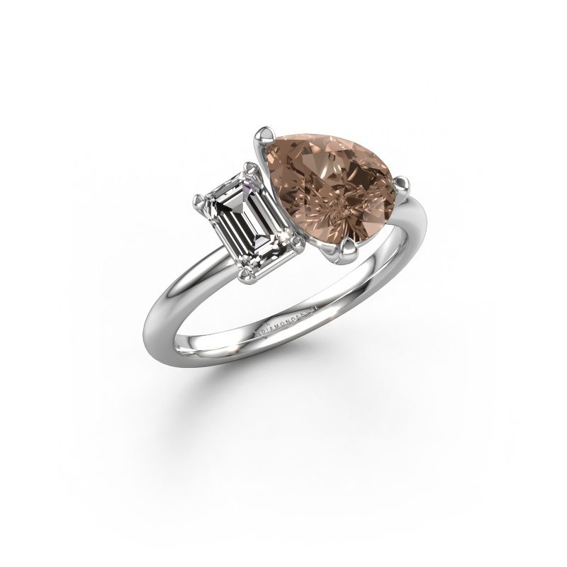 Verlovingsring Toi et Moi PER-EME 585 witgoud bruine diamant 2.20 crt