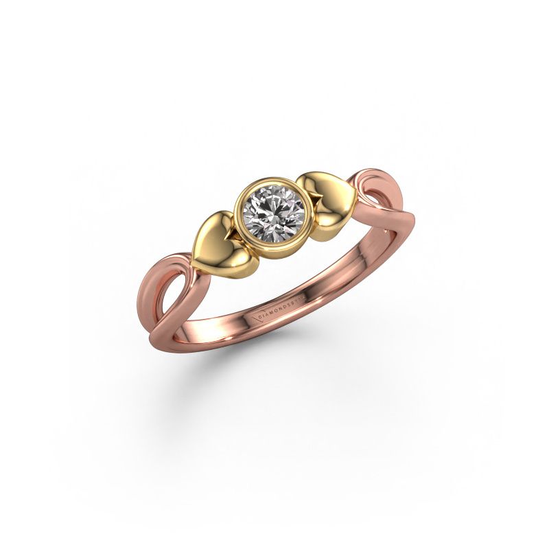 Bague Lorrine 585 or rose diamant 0.25 crt