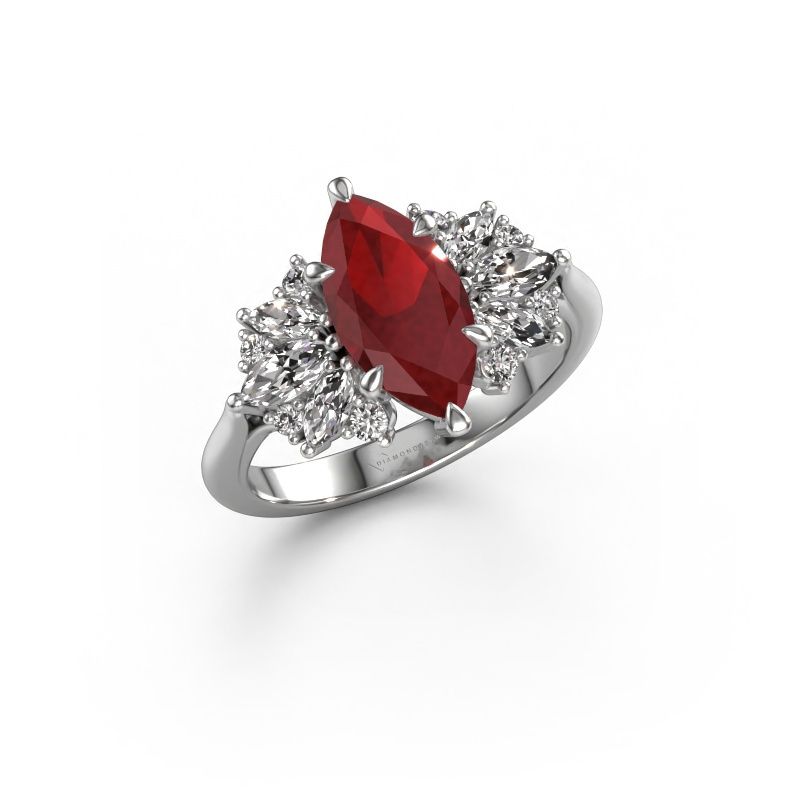 Engagement ring Jaimie 950 platinum ruby 12x6 mm