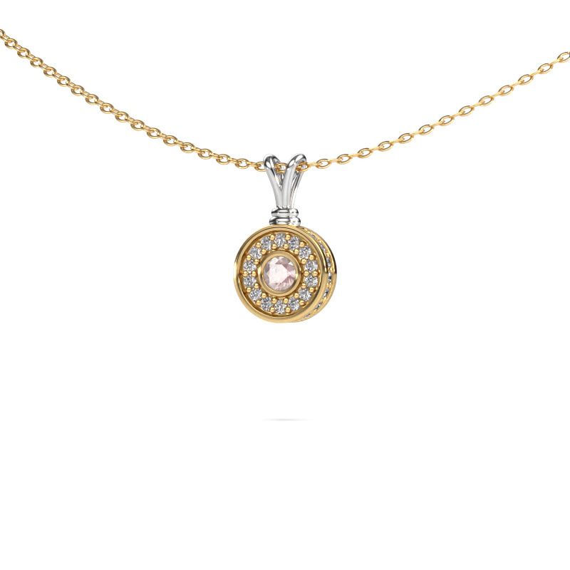 Pendant Roos 585 white gold morganite champagne 3 mm