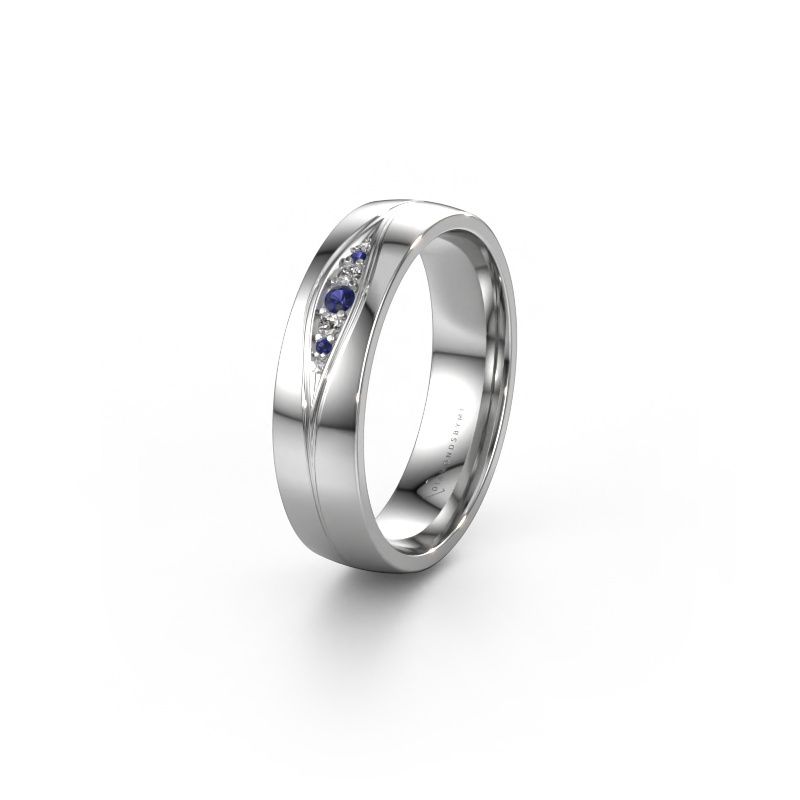 Wedding ring WH0133L25AP 585 white gold sapphire ±5x1.7 mm