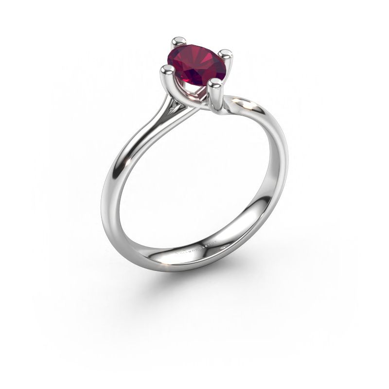 Bague de fiançailles Dewi Oval 585 or blanc rhodolite 7x5 mm