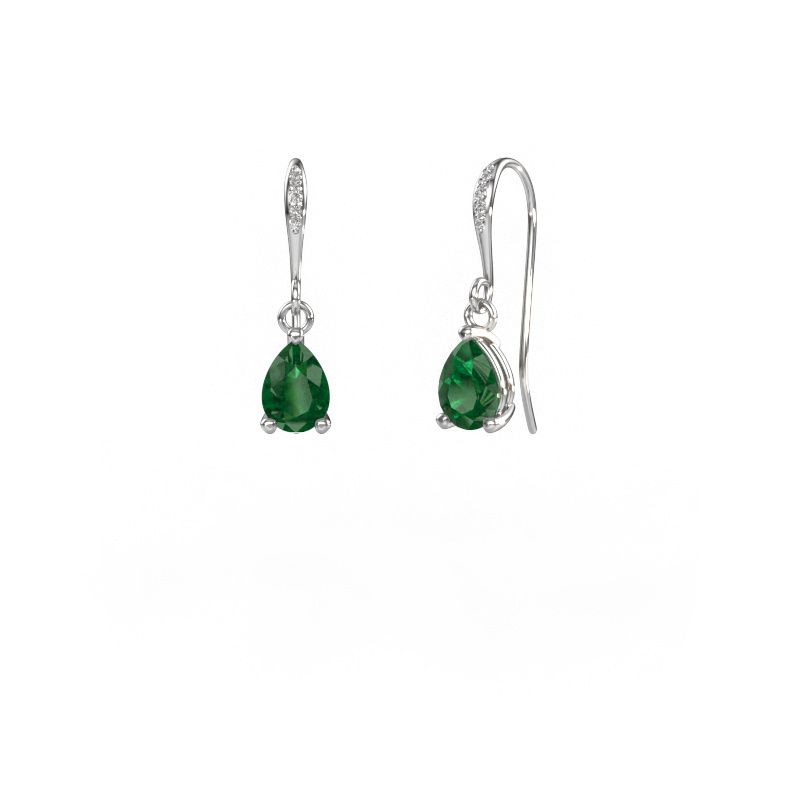 Pendants d'oreilles Laurie PER 2 585 or blanc emeraude 7x5 mm