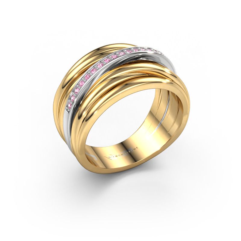 Ring Fien 585 gold pink sapphire 1 mm
