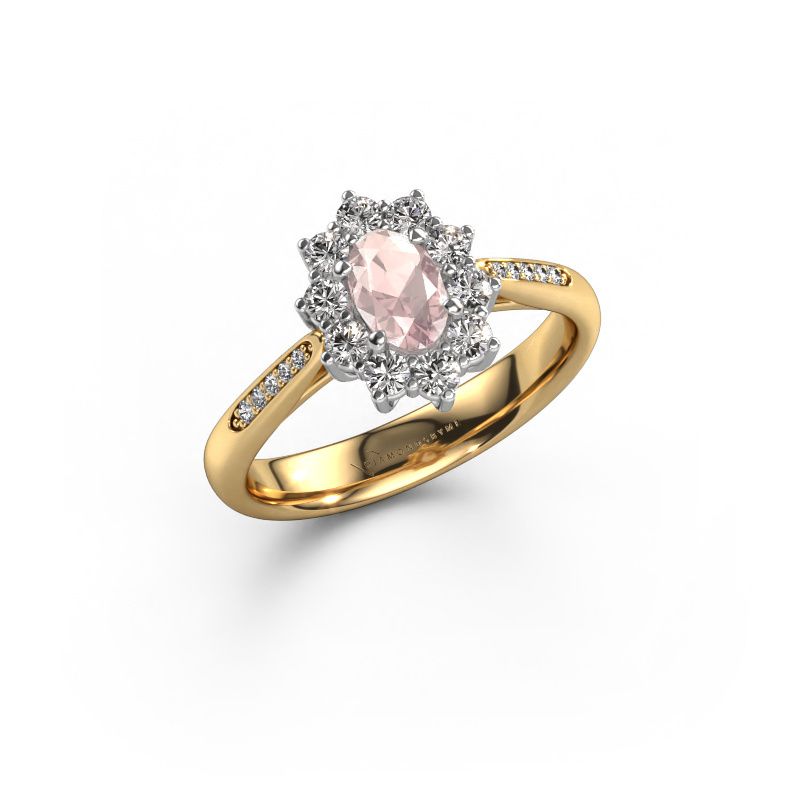 Engagement ring Leesa 2 585 gold morganite champagne 6x4 mm