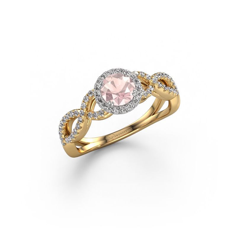 Engagement ring Dionne rnd 585 gold morganite champagne 5 mm
