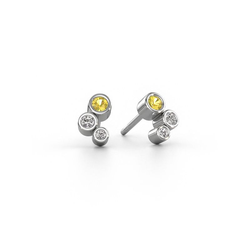 Clous d'oreilles Marlys 585 or blanc saphir jaune 2.5 mm