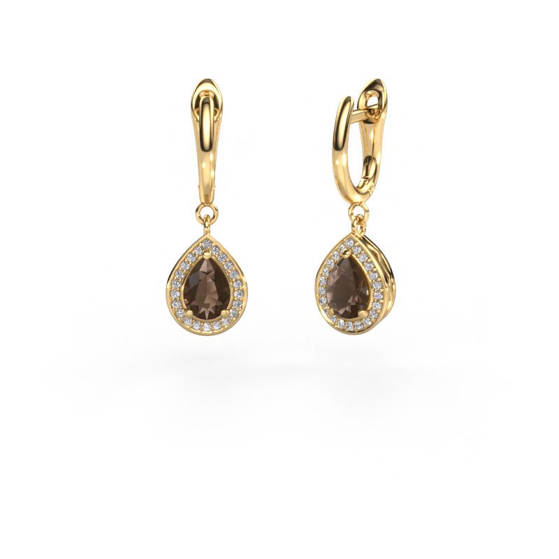 Pendants d'oreilles Ginger 1 585 or jaune quartz fumé 7x5 mm