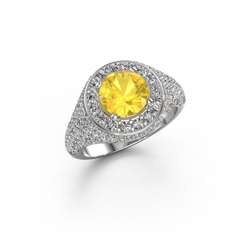 Ring Dayle 950 platina gele saffier 7 mm