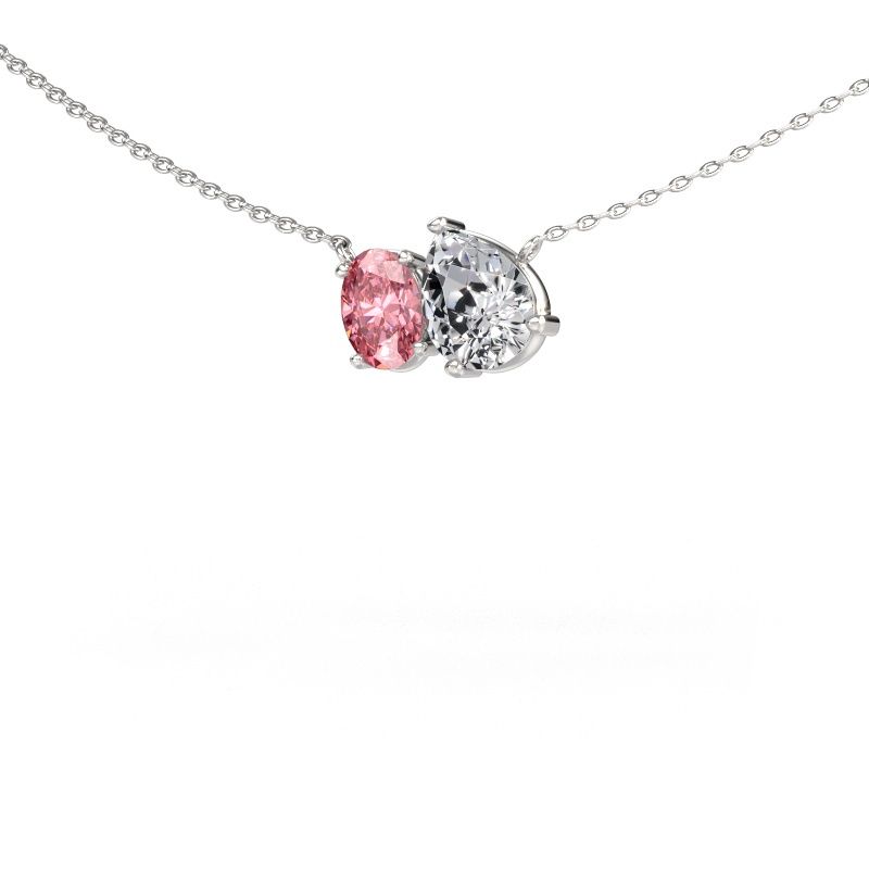 Pendant Toi et Moi PER OVL 585 white gold lab grown diamond 1.00 crt