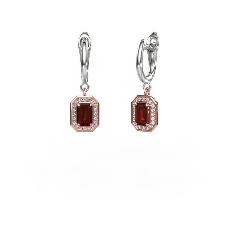 Pendants d'oreilles Dodie 1 585 or rose grenat 6x4 mm