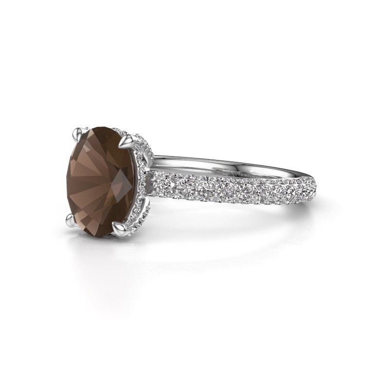 Image of Engagement ring saskia 2 ovl<br/>585 white gold<br/>Smokey quartz 9x7 mm