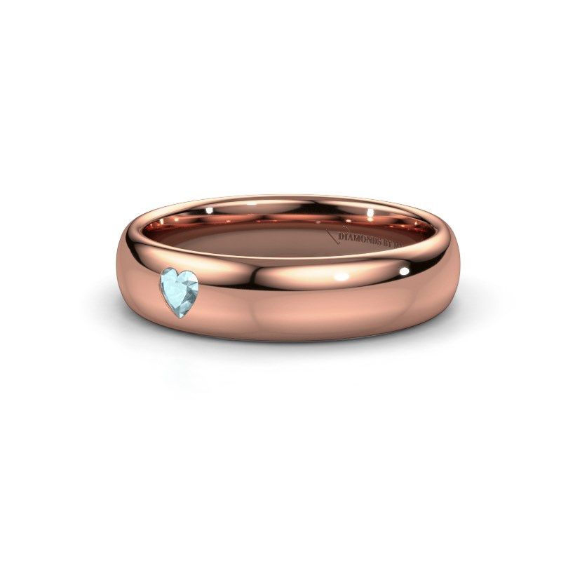 Afbeelding van Vriendschapsring WH0101L35BPHRT<br/>585 rosé goud ±5x2 mm<br/>Aquamarijn