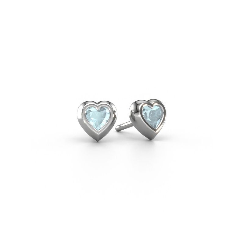 Clous d'oreilles Charlotte 950 platine aigue-marine 4 mm