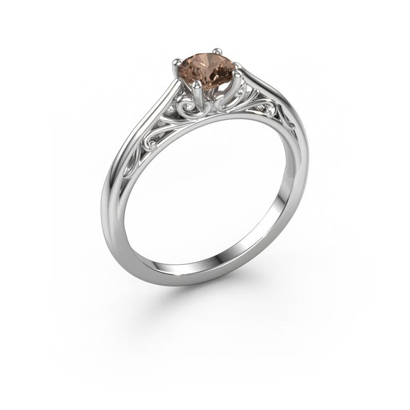 Verlovingsring Shannon rnd 585 witgoud bruine diamant 0.50 crt