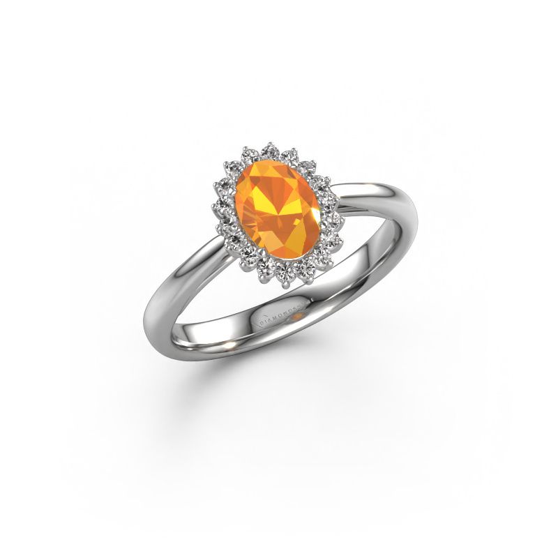 Bague de fiançailles Tilly ovl 1 585 or blanc citrine 7x5 mm
