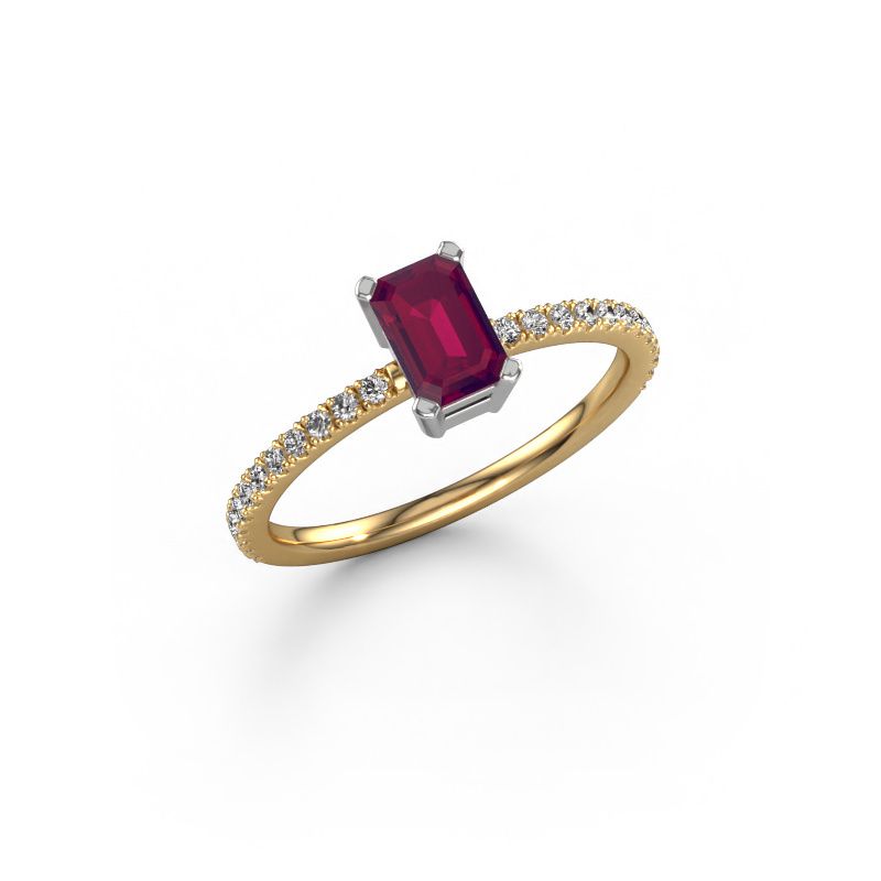 Verlobungsring Denita 2 EME 585 Gold Rhodolit 6x4 mm