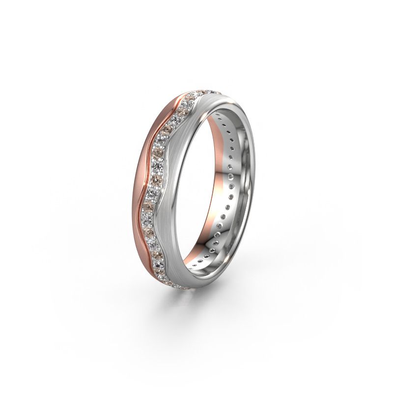 Trouwring WH0803L35BM 585 rosé goud bruine diamant ±5 x 2 mm