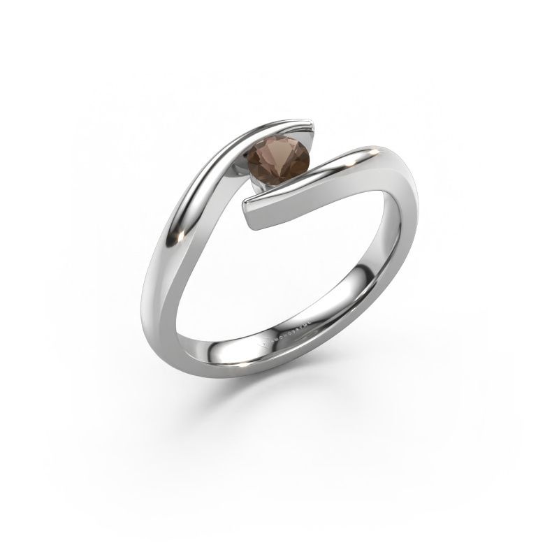 Bague de fiançailles Alaina 950 platine quartz fumé 4 mm