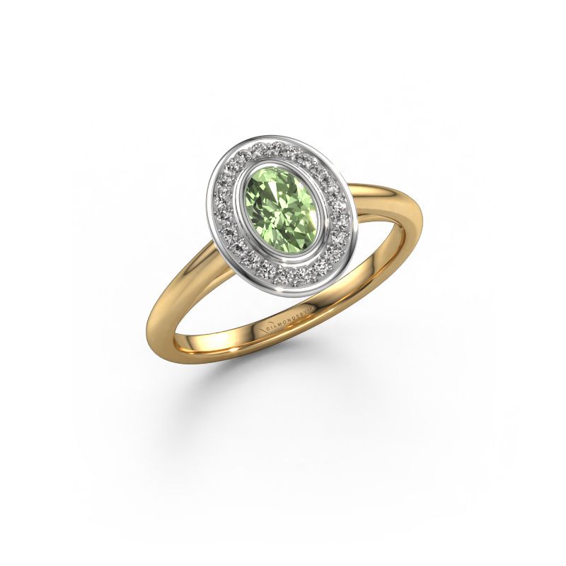 Engagement ring Noud 1 OVL 585 gold green lab grown diamond 6x4 mm