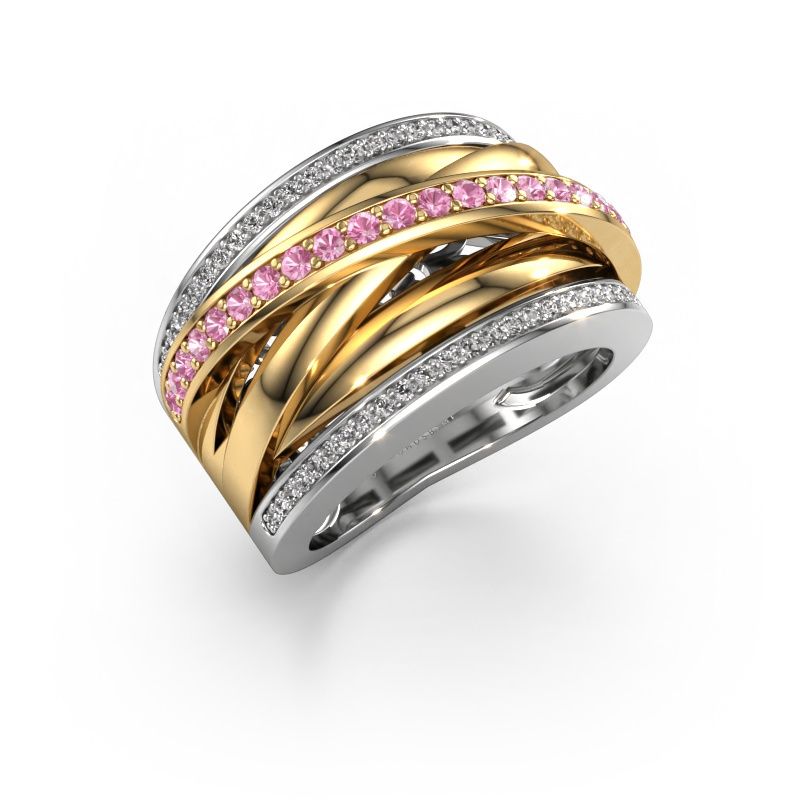 Bague Clair 2 585 or blanc saphir rose 1.5 mm