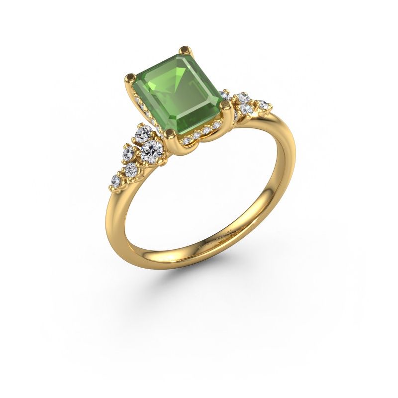 Verlobungsring Emma EME 585 Gold Turmalin grün 8x6 mm