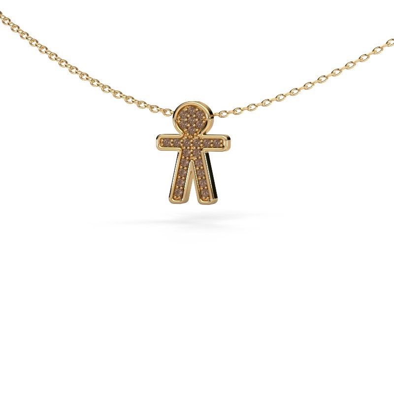Hanger Boy 585 goud bruine diamant 0.115 crt