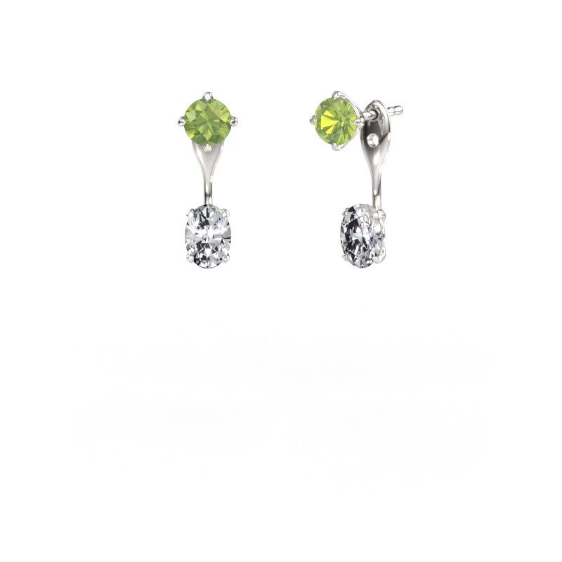 Ohrhänger Kate RND-OVL 585 Weißgold Peridot 5 mm