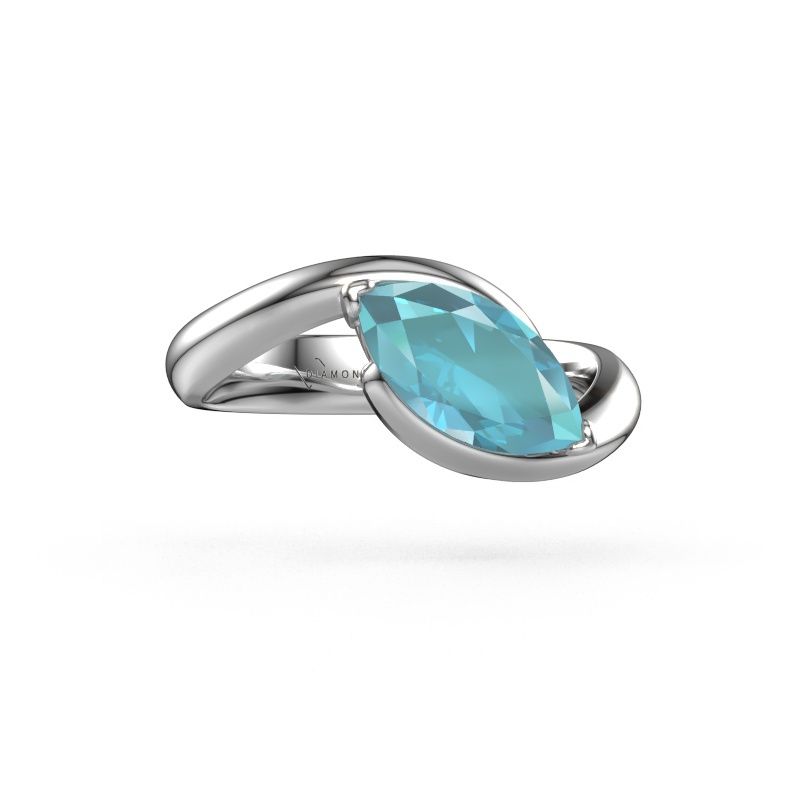 Engagement ring Aida MRQ 950 platinum blue topaz 11x5.5 mm