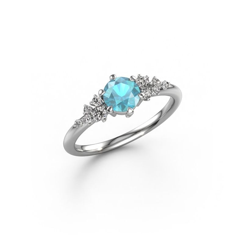 Ring Royce RND 585 witgoud blauw topaas 5.5 mm