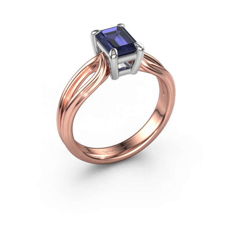 Verlovingsring Antonia eme 1 585 rosé goud saffier 7x5 mm