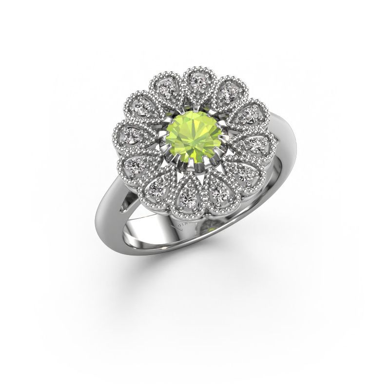 Verlovingsring Kaat 585 witgoud peridoot 5 mm