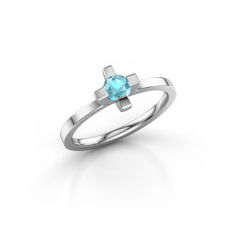 Afbeelding van Ring Therese<br/>950 platina<br/>Blauw topaas 4.2 mm