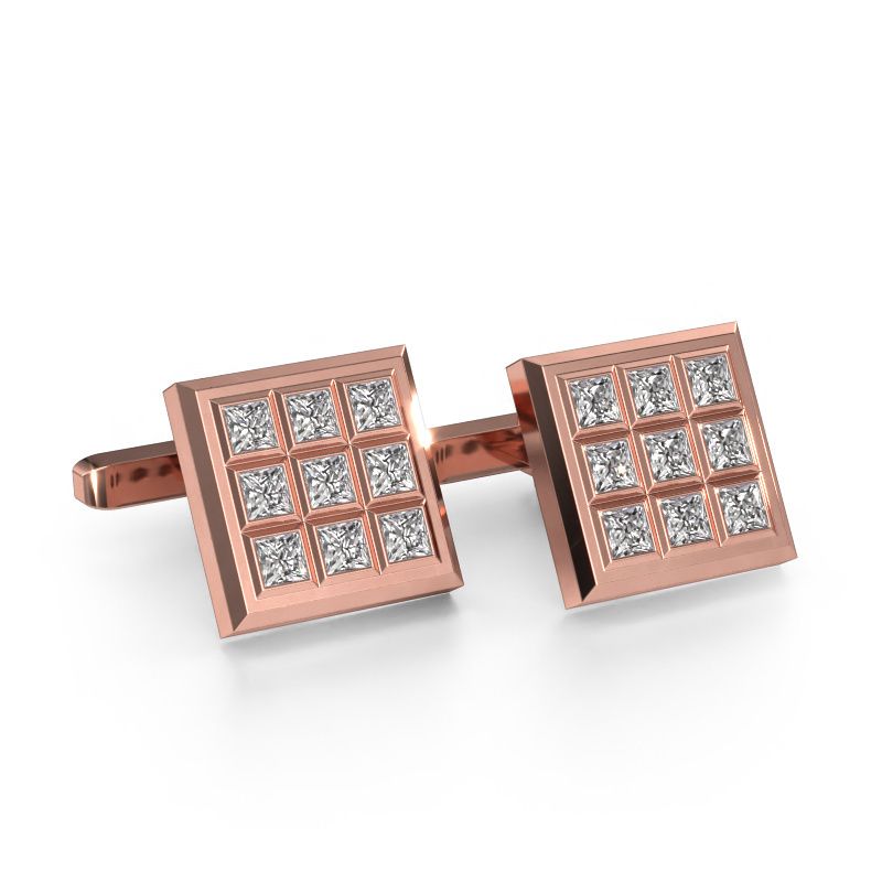 Cufflinks Clen 585 rose gold diamond 3.06 crt
