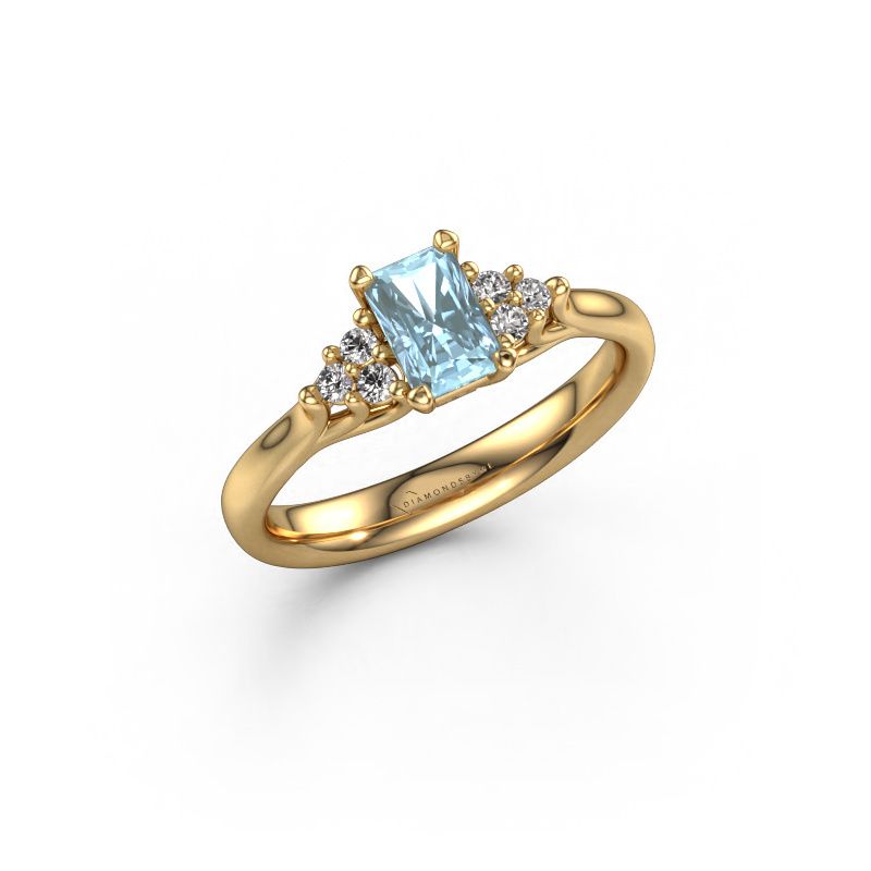 Engagement ring Monika RAD 585 gold blue lab grown diamond 6x4 mm