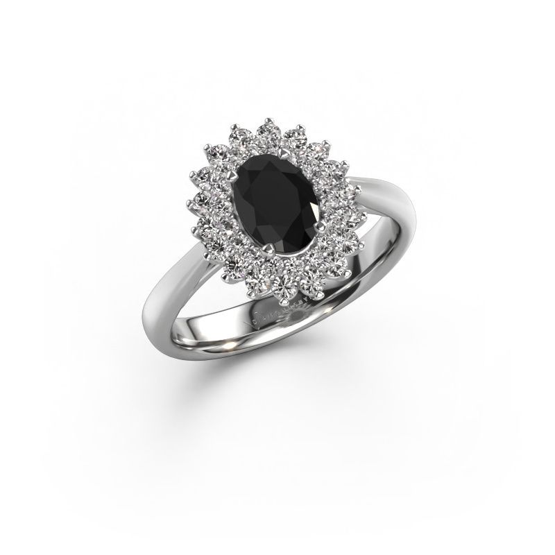 Bague de fiançailles Alina 1 585 or blanc diamant noir 1.05 crt