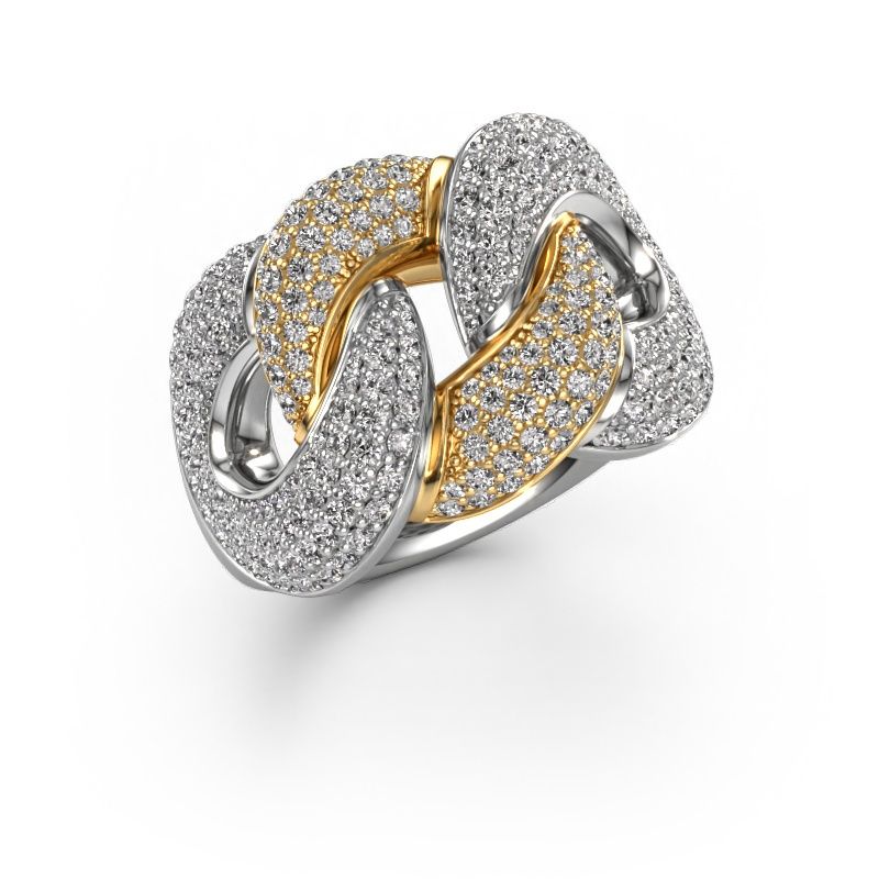 Bague Kylie 3 15mm 585 or blanc zircone 0.8 mm