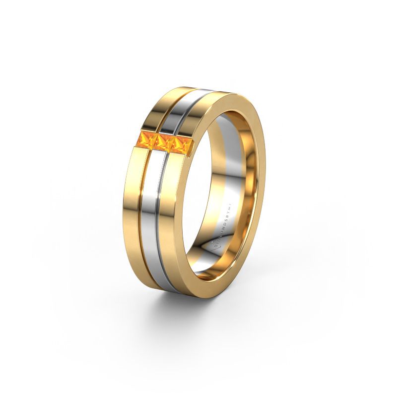 Wedding ring WH0428L16BP 585 gold citrin ±6x2 mm