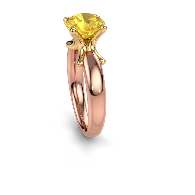 Afbeelding van Ring Jodie 585 rosé goud gele saffier 8 mm